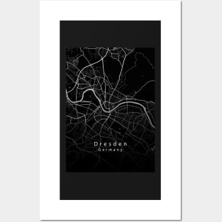 Dresden Germany City Map dark Posters and Art